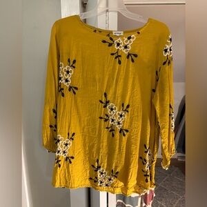 Elegant Mustard Floral Embroidered Blouse